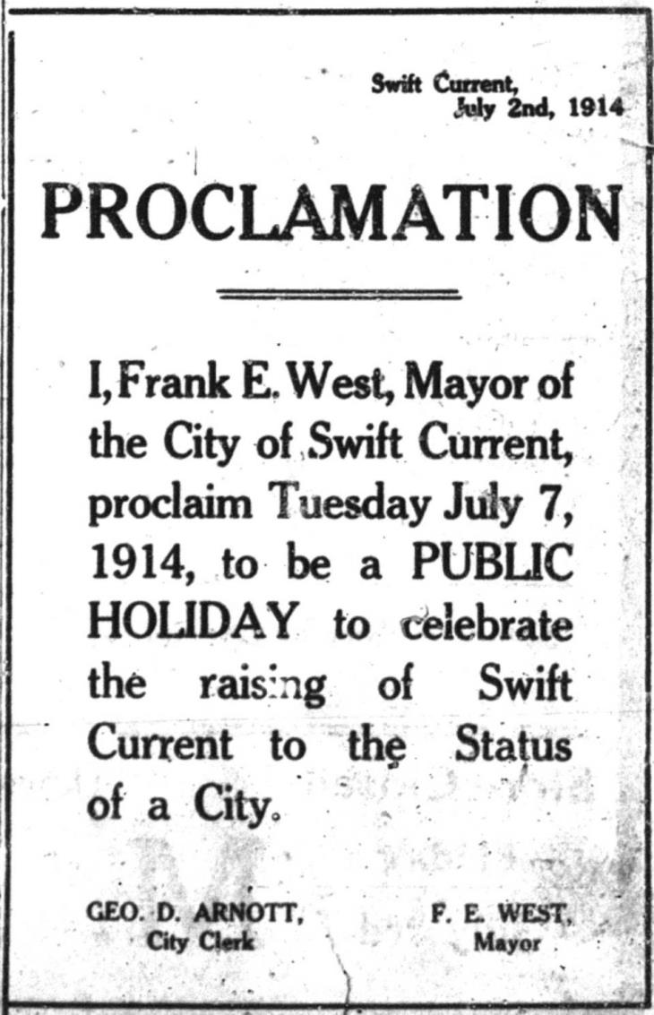 Proclamation in 1914