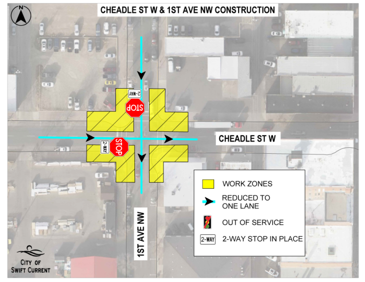 1st Ave NW  Cheadle St W Work Zone