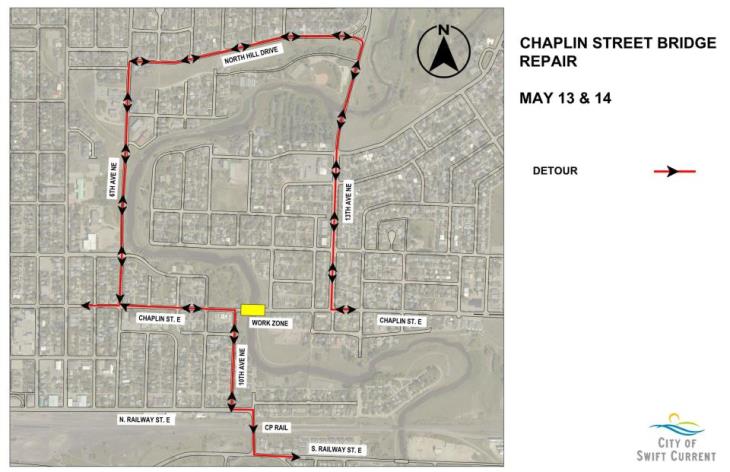 Chaplin Street Bridge Detour Map '21-05-10